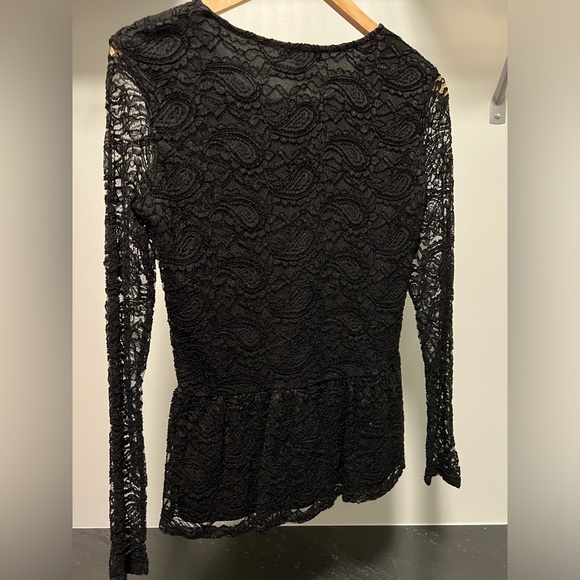 Long Sleeve Lace Peplum Top - Picture 2 of 3